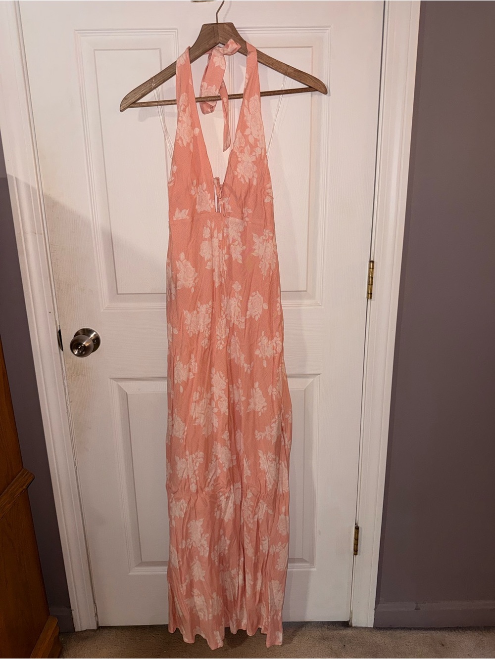 Universal Thread Peach Floral Halter Maxi Dress